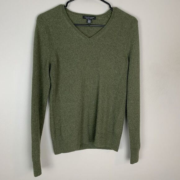 Saks Fifth Ave Cashmere Soft Pullover V Neck Green Sweater Womens Small - Picture 1 of 8